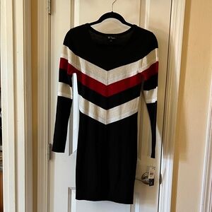 BCX Long Sleeve Dress with Chevron Pattern